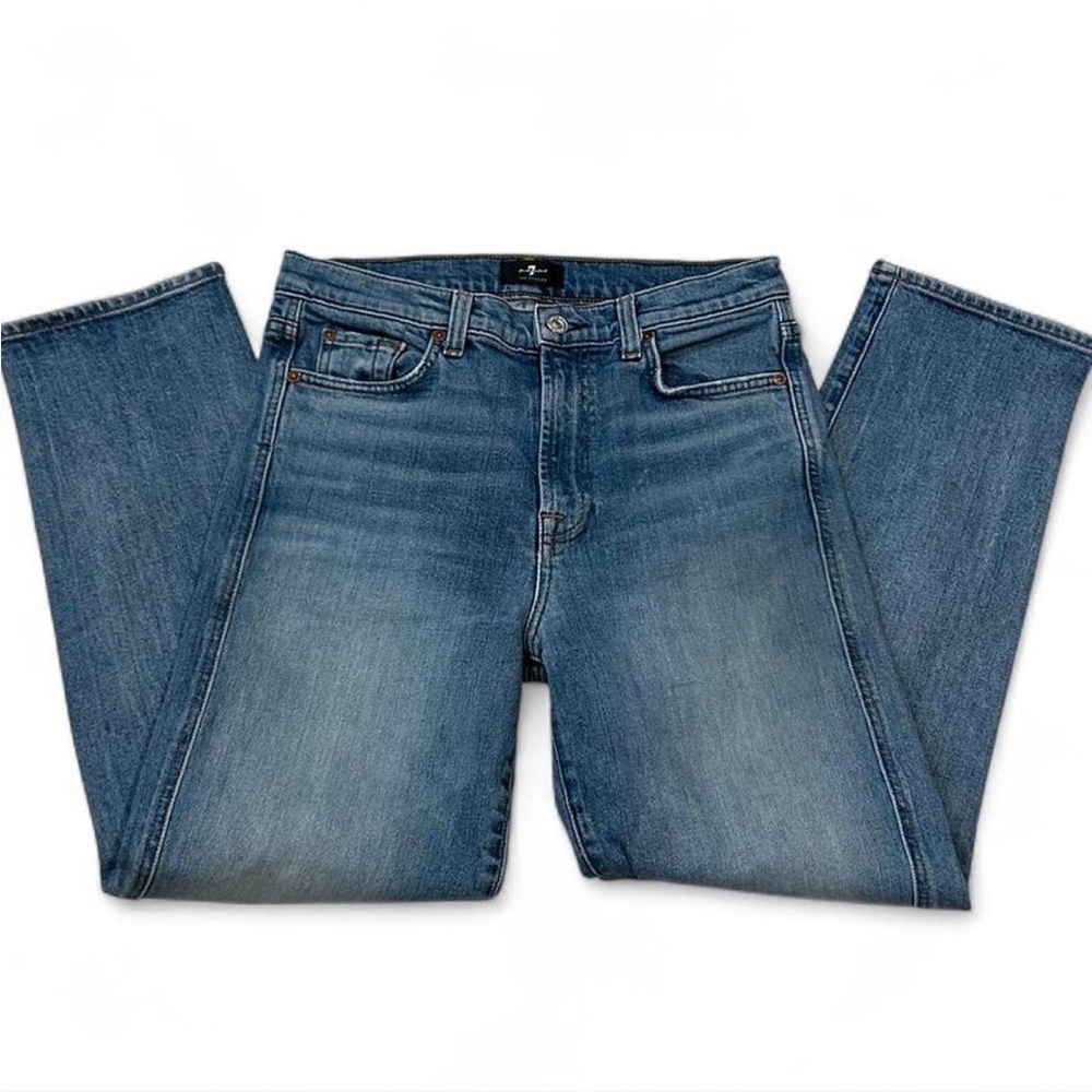 7 For All Mankind High Waist Cropped Straight Jeans 29 EUC